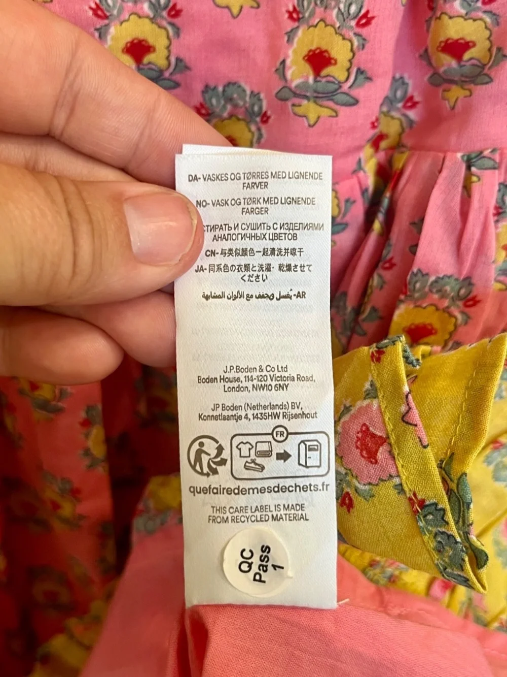 Mini Boden Handkerchief Hem Sleeveless Dress Yellow Pink Floral Print Girls 5-6Y